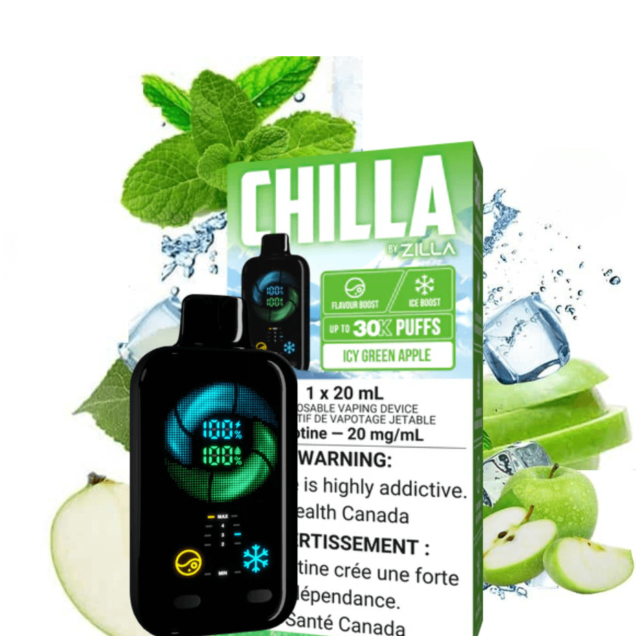 Chilla by Zilla 30k Disposable Vape-Icy Green Apple Vapexcape Vape and Bong Shop Regina Saskatchewan