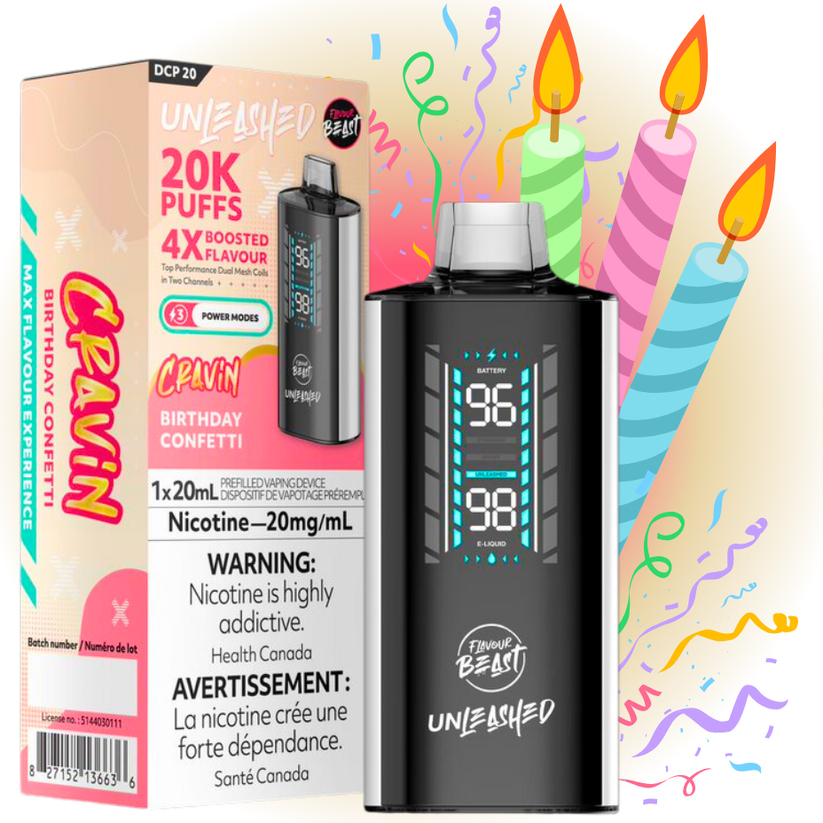 Flavour Beast Unleashed DCP 20K - Birthday Confetti Winkler Vape SuperStore and Bong Shop Manitoba Canada