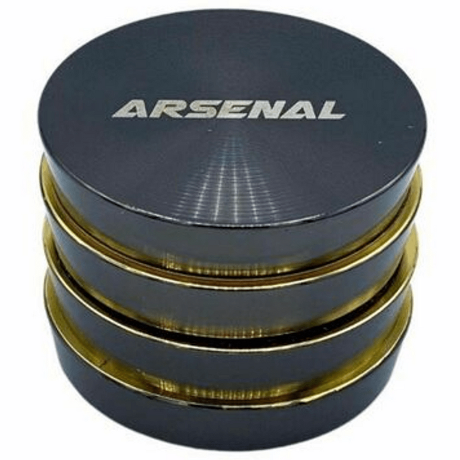 Arsenal 52mm 4-Piece Grinder Black and Gold Winkler Vape SuperStore and Bong Shop Manitoba Canada