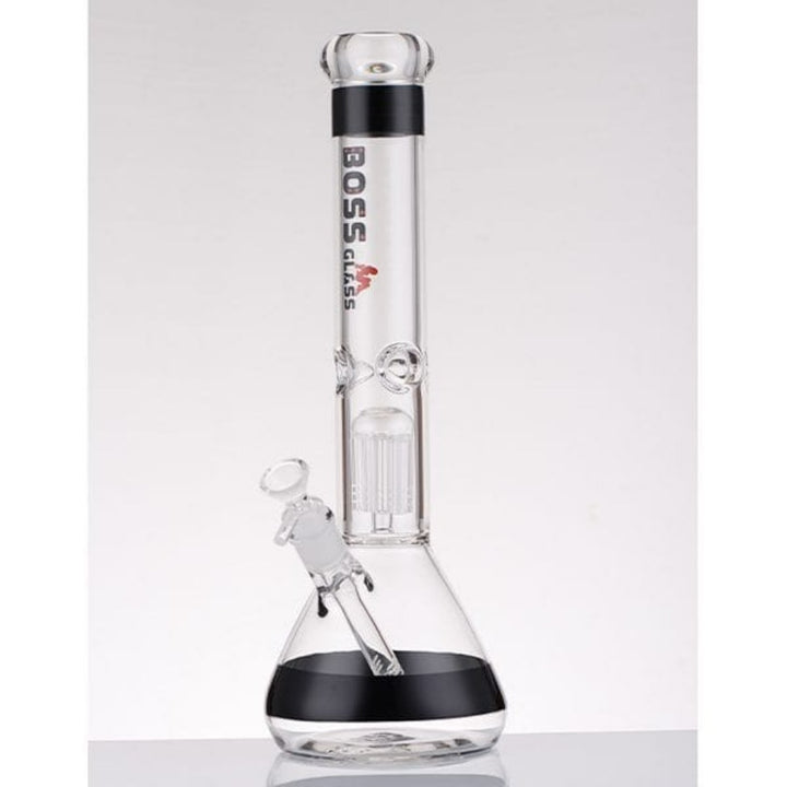 Boss Glass 7mm Color Block Logo Beaker W/Showerhead perc-16" Black Winkler Vape SuperStore and Bong Shop Manitoba Canada