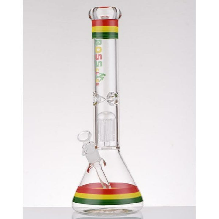 Boss Glass 7mm Color Block Logo Beaker W/Showerhead perc-16" Rasta Winkler Vape SuperStore and Bong Shop Manitoba Canada