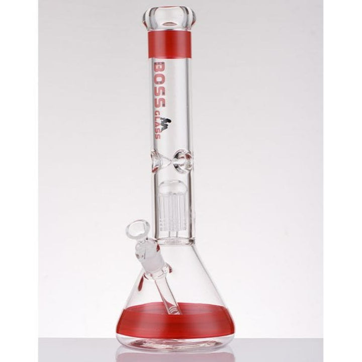 Boss Glass 7mm Color Block Logo Beaker W/Showerhead perc-16" Red Winkler Vape SuperStore and Bong Shop Manitoba Canada