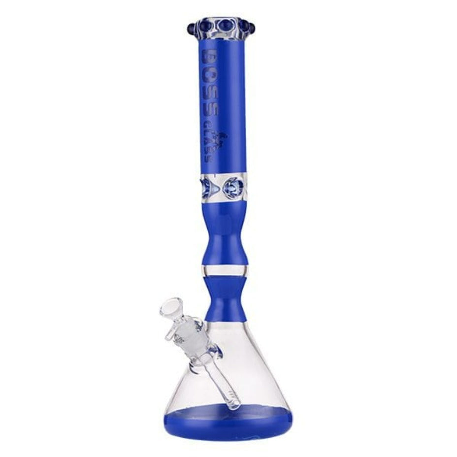 Boss Glass Wavy Logo Beaker W/Mario Bowl-16” Blue Winkler Vape SuperStore and Bong Shop Manitoba Canada