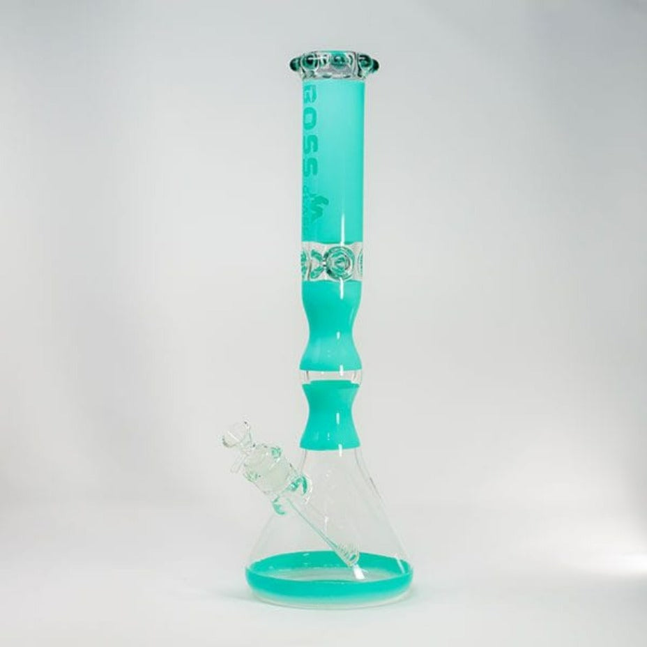 Boss Glass Wavy Logo Beaker W/Mario Bowl-16” Teal Winkler Vape SuperStore and Bong Shop Manitoba Canada