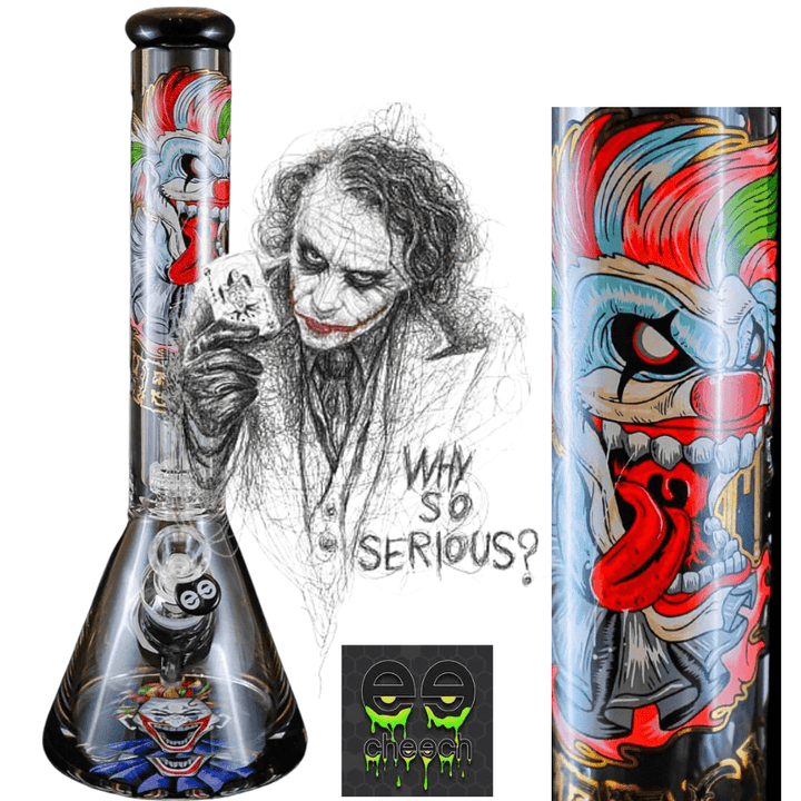 Cheech Glass 12mm Joker Decal Beaker w/15mm Base (4LBS) Black Winkler Vape SuperStore and Bong Shop Manitoba Canada