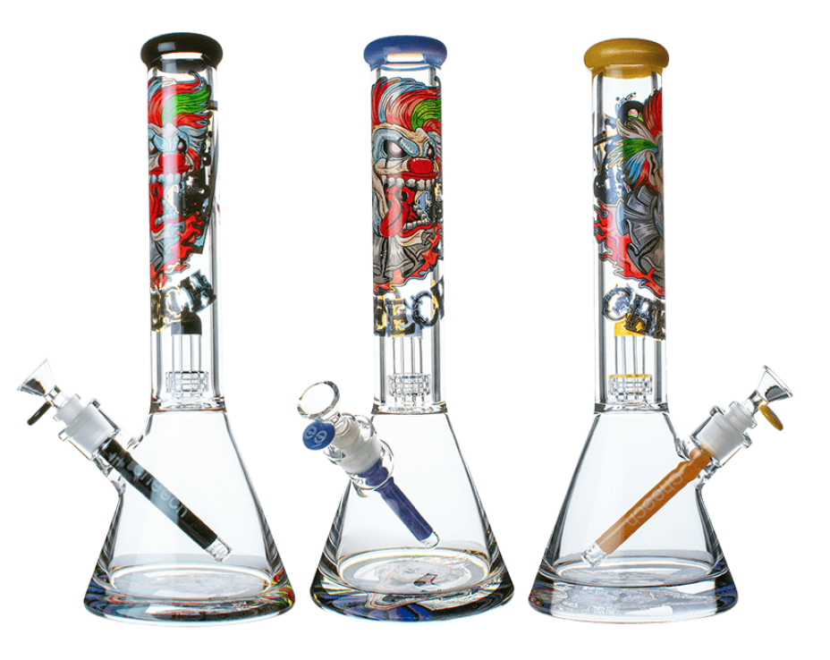 Cheech Glass 12mm Joker Decal Beaker w/15mm Base (4LBS) Black Winkler Vape SuperStore and Bong Shop Manitoba Canada