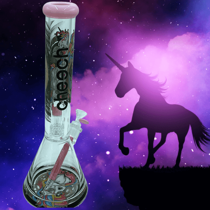 Cheech Glass 12mm Unicorn Decal Beaker w/15mm Base (4LBS) pink Winkler Vape SuperStore and Bong Shop Manitoba Canada