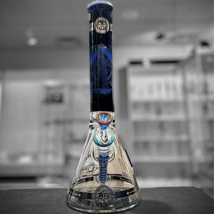 Cheech Glass-Protect the Crest Beaker 14" Milky Blue Winkler Vape SuperStore and Bong Shop Manitoba Canada