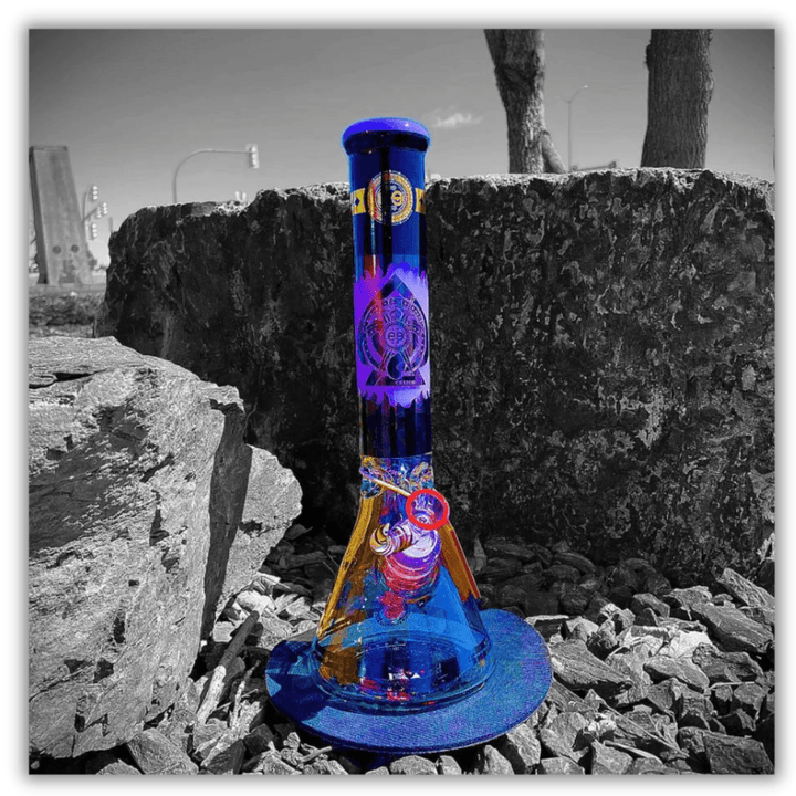 Cheech Glass-Protect the Crest Beaker 14" Milky Purple Winkler Vape SuperStore and Bong Shop Manitoba Canada