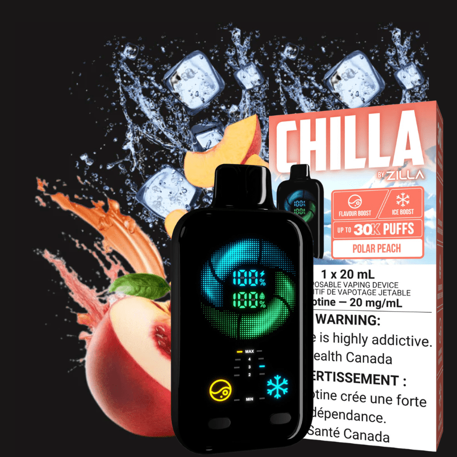 Chilla by Zilla 30k Disposable Vape-Polar Peach Ice Vapexcape Vape and Bong Shop Regina Saskatchewan