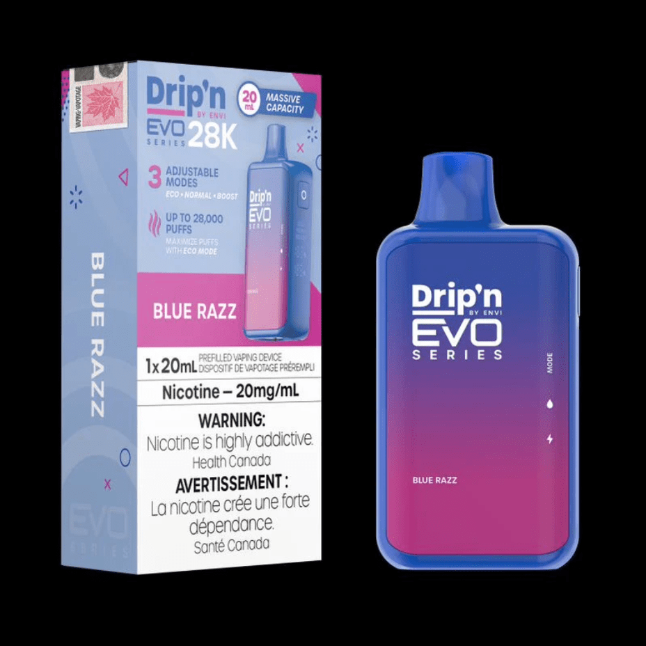 Drip'n by Envi EVO 28k Disposable Vape-Blue Razz 28000 Puffs / 20mg Winkler Vape SuperStore and Bong Shop Manitoba Canada