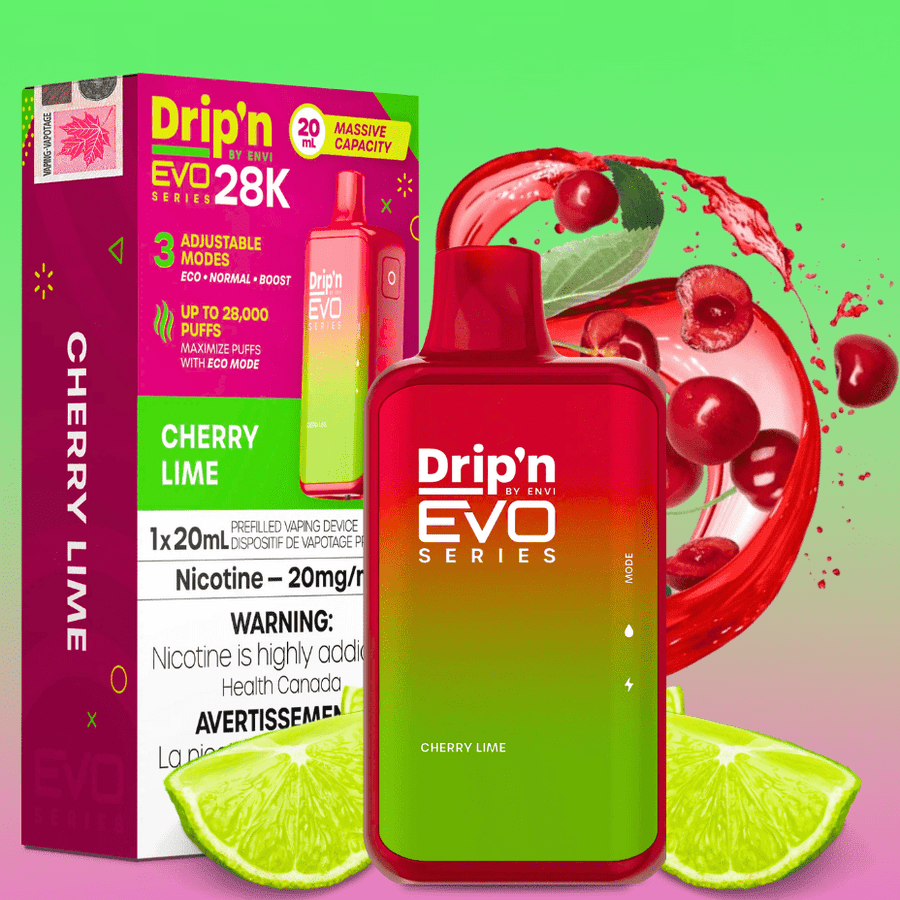 Drip'n by Envi EVO 28k Disposable Vape-Cherry Lime 28000 Puffs / 20mg Winkler Vape SuperStore and Bong Shop Manitoba Canada