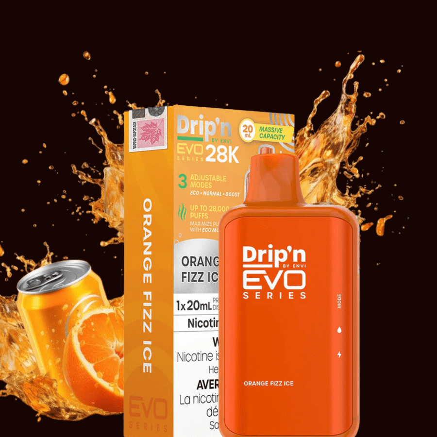 Drip'n by Envi EVO 28k Disposable Vape-Orange Fizz Ice 28000 Puffs / 20mg Winkler Vape SuperStore and Bong Shop Manitoba Canada