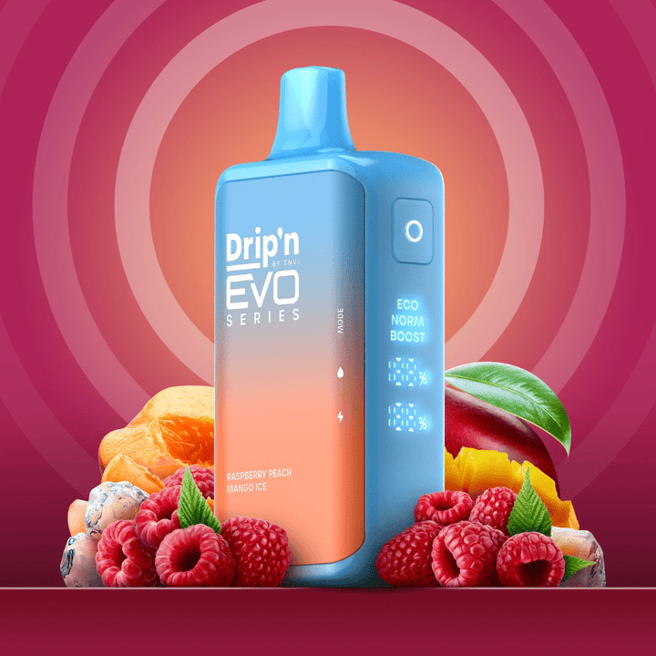 Drip'n by Envi EVO 28k Disposable Vape-Raspberry Peach Mango Ice 28000 Puffs Winkler Vape SuperStore and Bong Shop Manitoba Canada