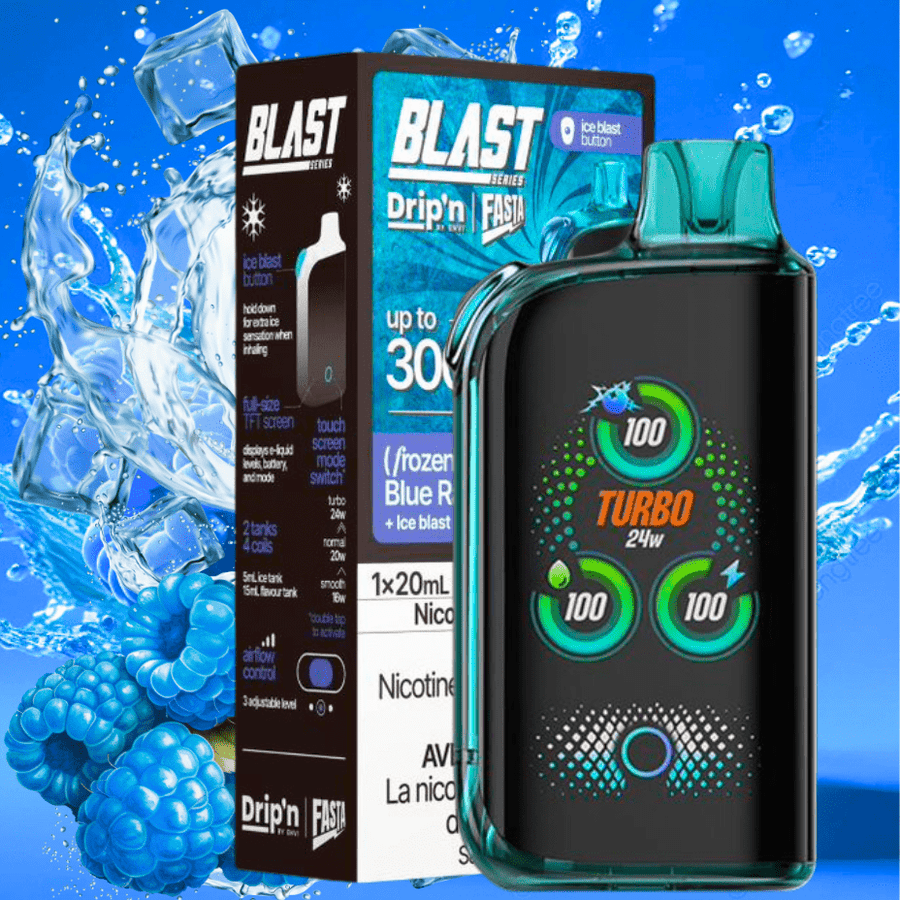 Envi Drip'n x Fasta Blast 30K Disposable Vape-Blue Raspberry Ice 20mg / 30000 Puffs Winkler Vape SuperStore and Bong Shop Manitoba Canada