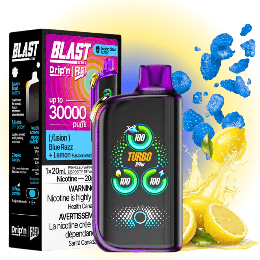 Envi Drip'n x Fasta Blast 30K Disposable Vape-Blue Razz + Lemon Fusion Winkler Vape SuperStore and Bong Shop Manitoba Canada