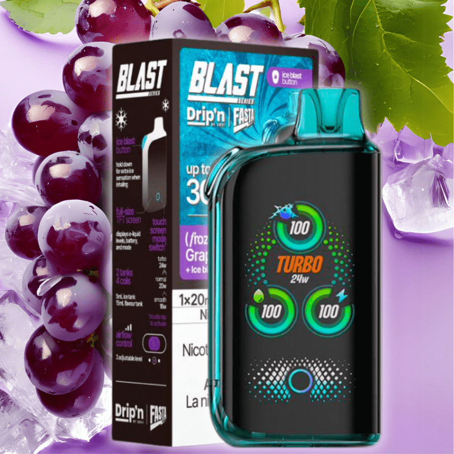 Envi Drip'n x Fasta Blast 30K Disposable Vape-Grape Ice 20mg / 30000 Puffs Winkler Vape SuperStore and Bong Shop Manitoba Canada