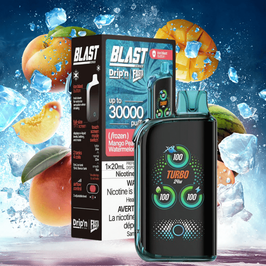 Envi Drip'n x Fasta Blast 30K Disposable Vape-Mango Peach Watermelon Winkler Vape SuperStore and Bong Shop Manitoba Canada