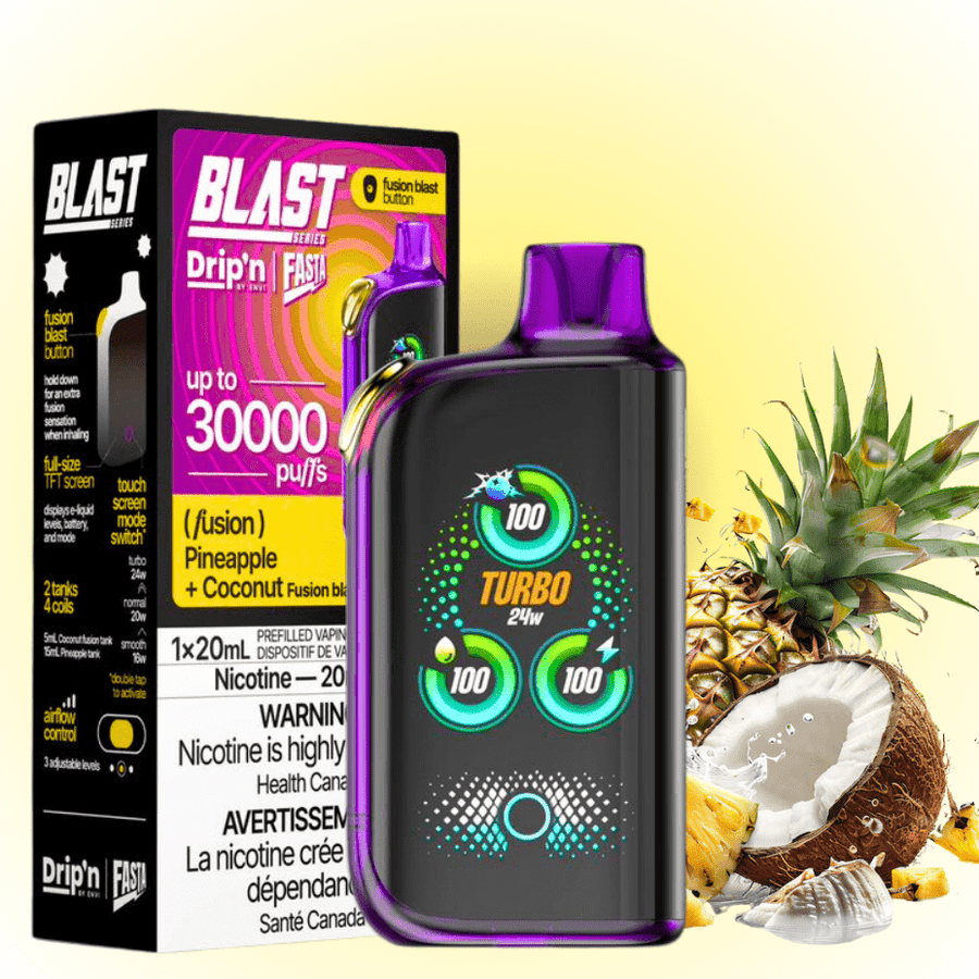 Envi Drip'n x Fasta Blast 30K Disposable Vape-Pineapple + Coconut Fusion Winkler Vape SuperStore and Bong Shop Manitoba Canada