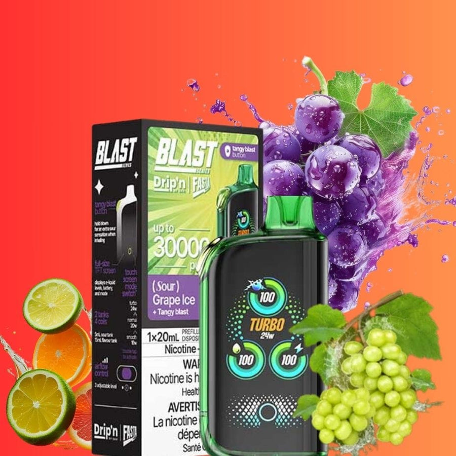 Envi Drip'n x Fasta Blast 30K Disposable Vape-Sour Grape Ice 30000 Puffs Winkler Vape SuperStore and Bong Shop Manitoba Canada