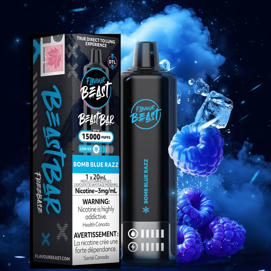 Flavour Beast Beast Bar 15k Disposable Vape-Bomb Blue Razz 3mg / 15000 Puffs Winkler Vape SuperStore and Bong Shop Manitoba Canada