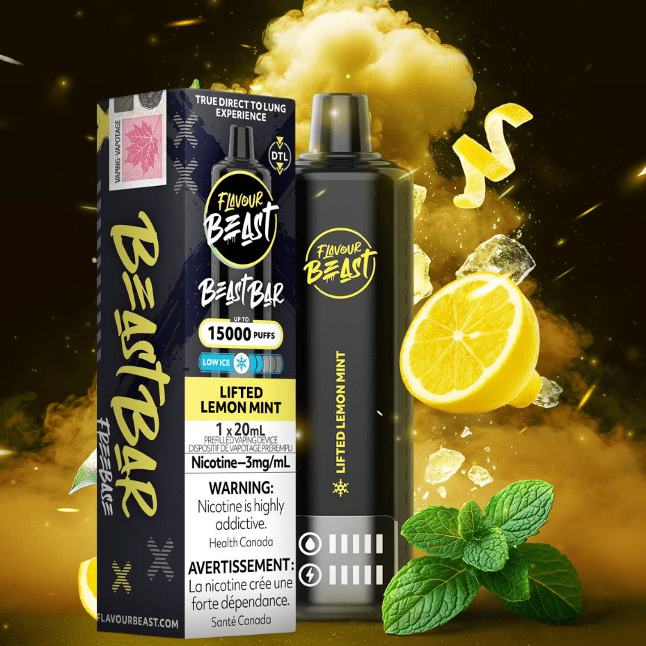 Flavour Beast Beast Bar 15k Disposable Vape-Lifted Lemon Mint 3mg / 15000 Puffs Winkler Vape SuperStore and Bong Shop Manitoba Canada