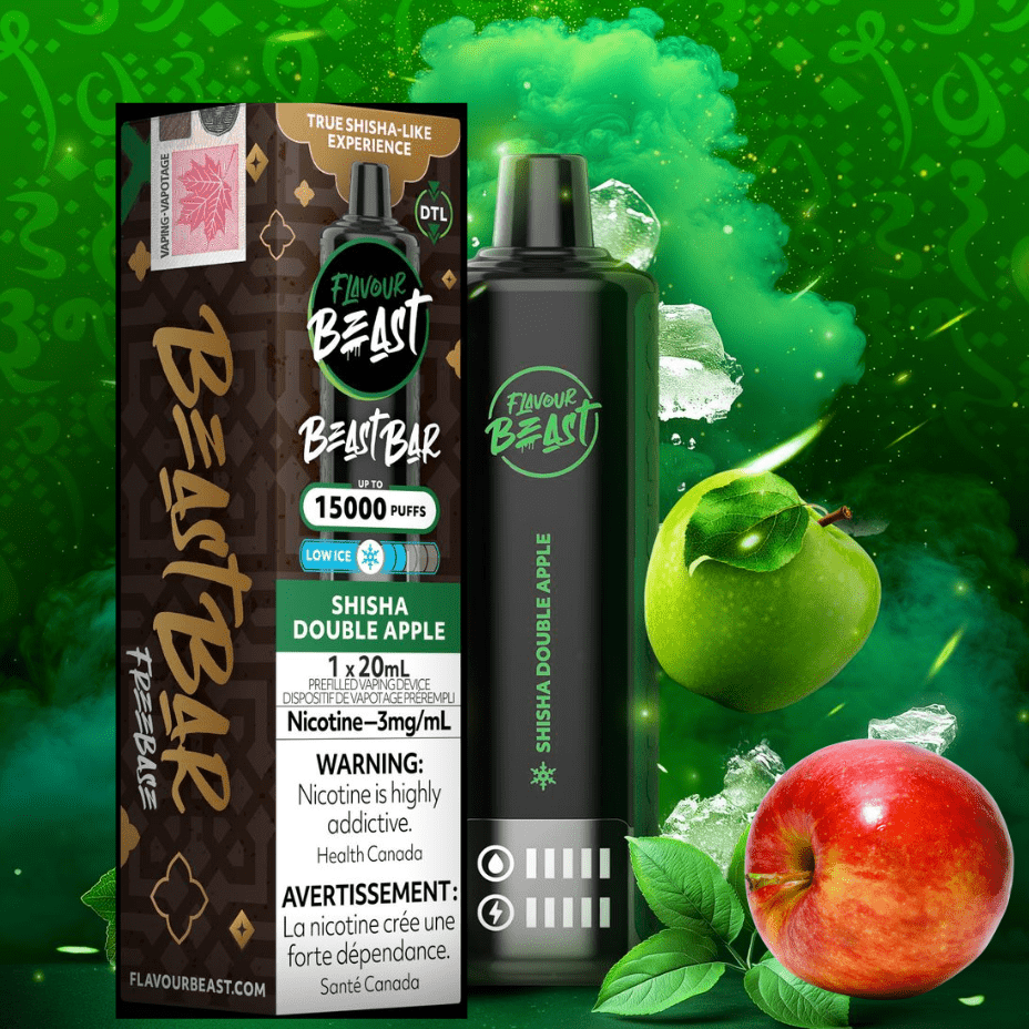 Flavour Beast Beast Bar 15k Disposable Vape-Shisha Double Apple 3mg / 15000 Puffs Winkler Vape SuperStore and Bong Shop Manitoba Canada