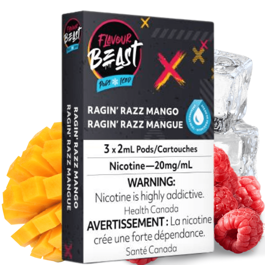 Flavour Beast Pods Ragin' Razz Mango (S-Compatible) 20mg / 3 x 2ml Winkler Vape SuperStore and Bong Shop Manitoba Canada