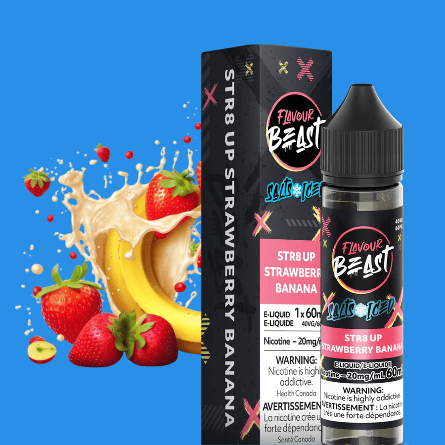 Flavour Beast Salt-STR8up Strawberry Banana ICED-60ml 60ml / 20mg Winkler Vape SuperStore and Bong Shop Manitoba Canada