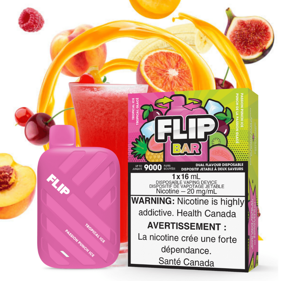 Flip Bar 9000 Disposable Vape-Tropical Ice & Passion Punch Ice 20mg Winkler Vape SuperStore and Bong Shop Manitoba Canada