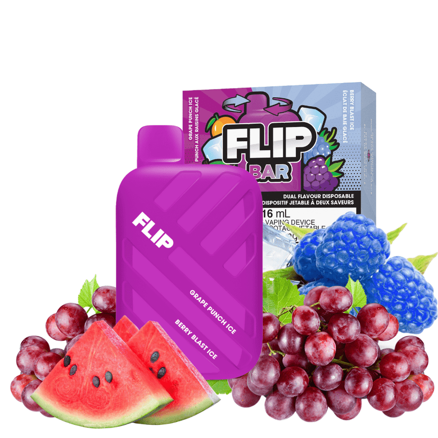 FLIP BAR Disposable-Grape Punch and Berry Blast Ice 9000 Puffs / 20mg Winkler Vape SuperStore and Bong Shop Manitoba Canada