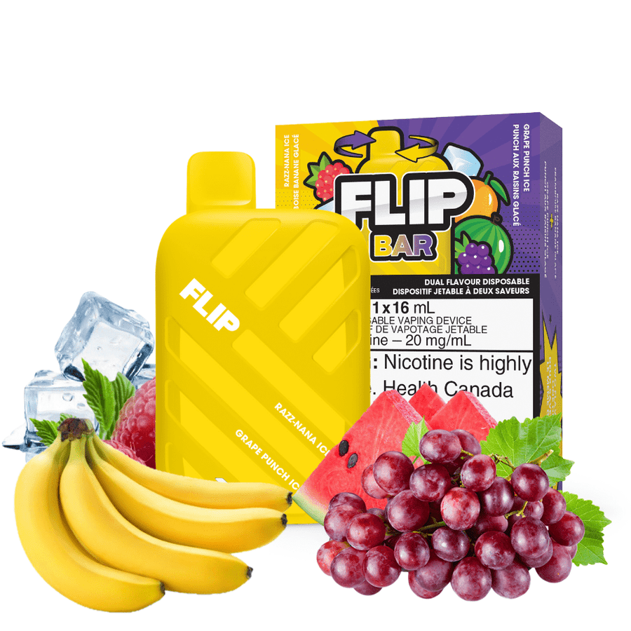 FLIP BAR Disposable-Razz Nana Ice and Grape Punch 9000 Puffs / 20mg Winkler Vape SuperStore and Bong Shop Manitoba Canada