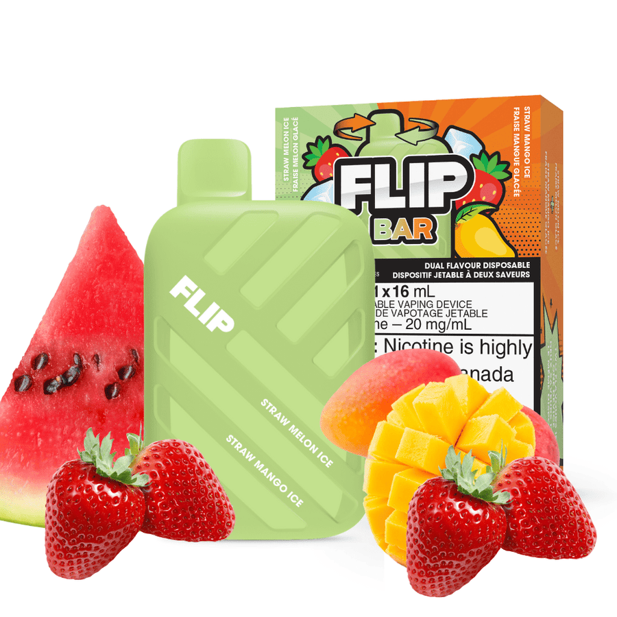 FLIP BAR Disposable- Straw Melon Ice and Straw Mango Ice 9000 / 20mg Winkler Vape SuperStore and Bong Shop Manitoba Canada