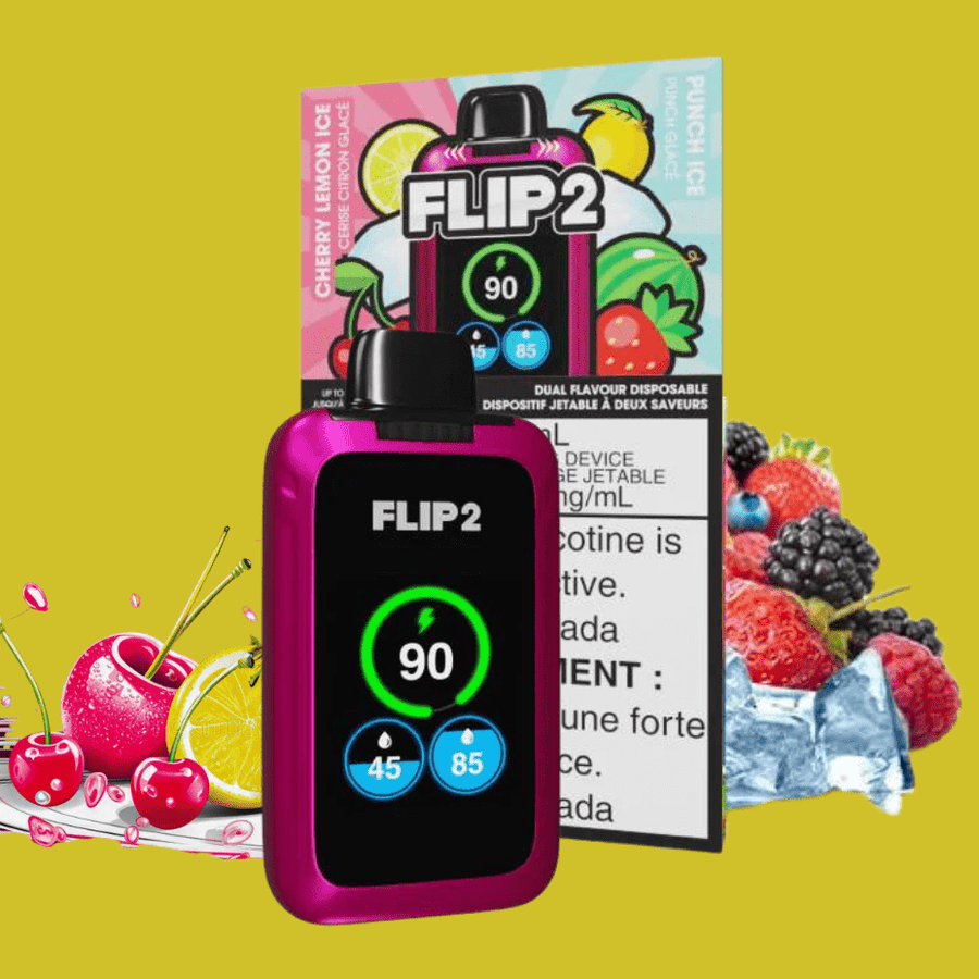FLIP BAR Disposables 11000 Puffs Flip Bar 2 Disposable Vape-Cherry Lemon & Punch Ice