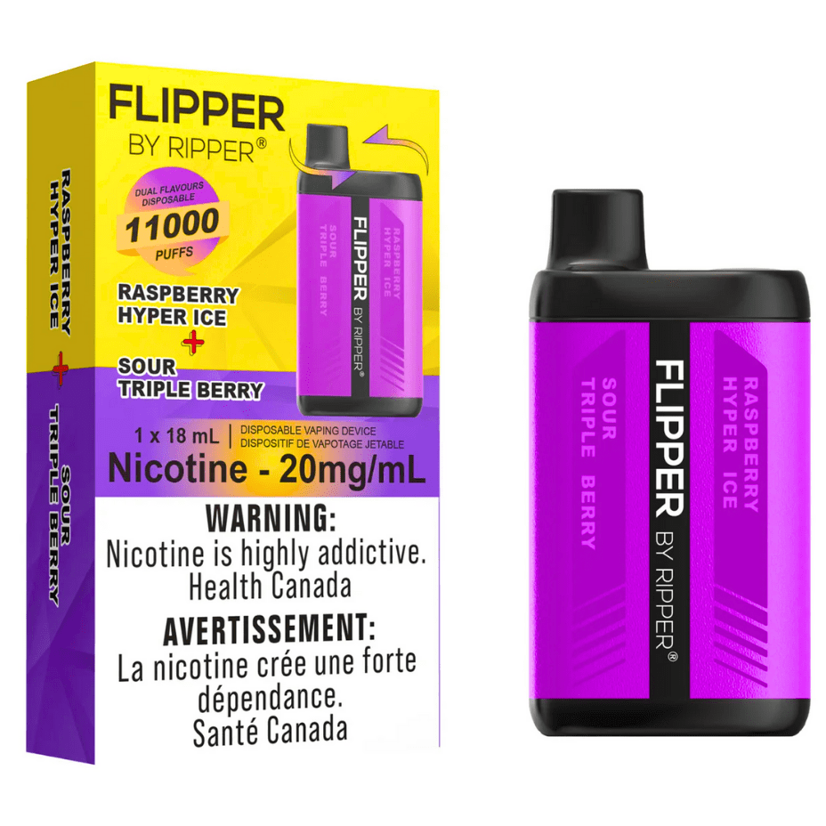 Flipper 11000 Disposable Vape-Raspberry Hyper Ice + Sour Triple Berry 11000 Puffs / 20mg Winkler Vape SuperStore and Bong Shop Manitoba Canada