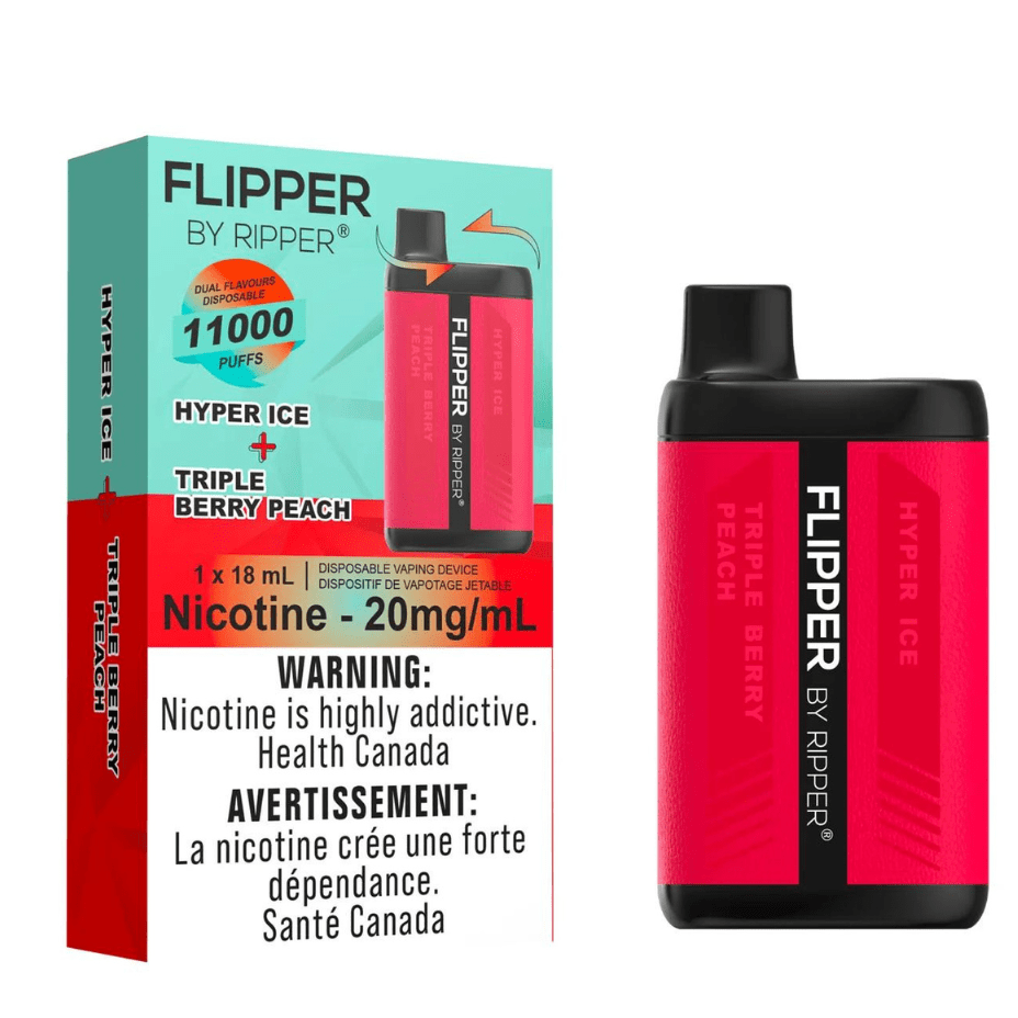 Flipper 11K Disposable Vape-Hyper Ice + Triple Berry Peach 11000 Puffs / 20mg Winkler Vape SuperStore and Bong Shop Manitoba Canada