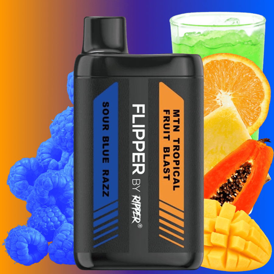 Flipper 11K Disposable Vape-Sour Blue Razz + MTN Tropical Fruit 1100 Puffs / 20mg Winkler Vape SuperStore and Bong Shop Manitoba Canada