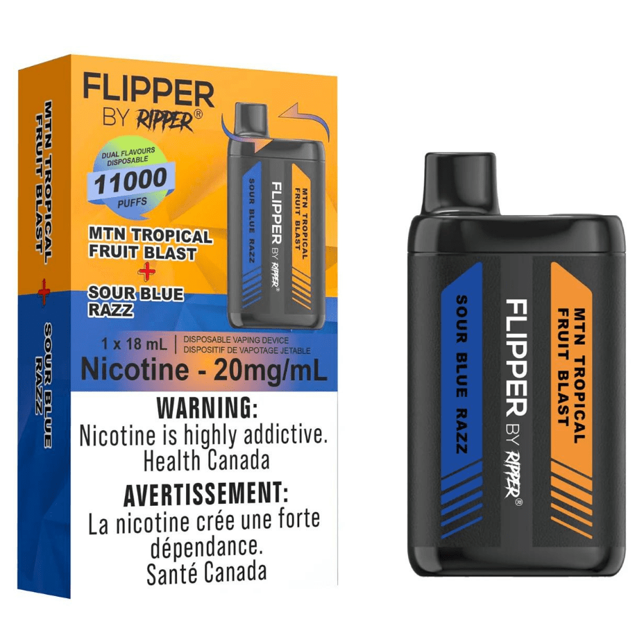 Flipper 11K Disposable Vape-Sour Blue Razz + MTN Tropical Fruit 1100 Puffs / 20mg Winkler Vape SuperStore and Bong Shop Manitoba Canada