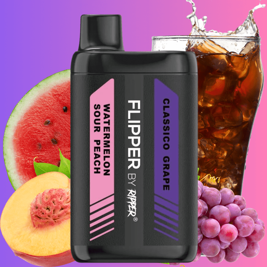 Flipper 11K Disposable Vape-Watermelon Sour Peach + Classico Grape 11000 Puffs / 20mg Winkler Vape SuperStore and Bong Shop Manitoba Canada