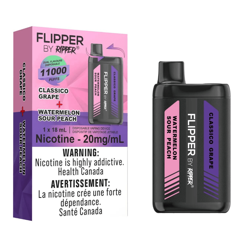 Flipper 11K Disposable Vape-Watermelon Sour Peach + Classico Grape 11000 Puffs / 20mg Winkler Vape SuperStore and Bong Shop Manitoba Canada