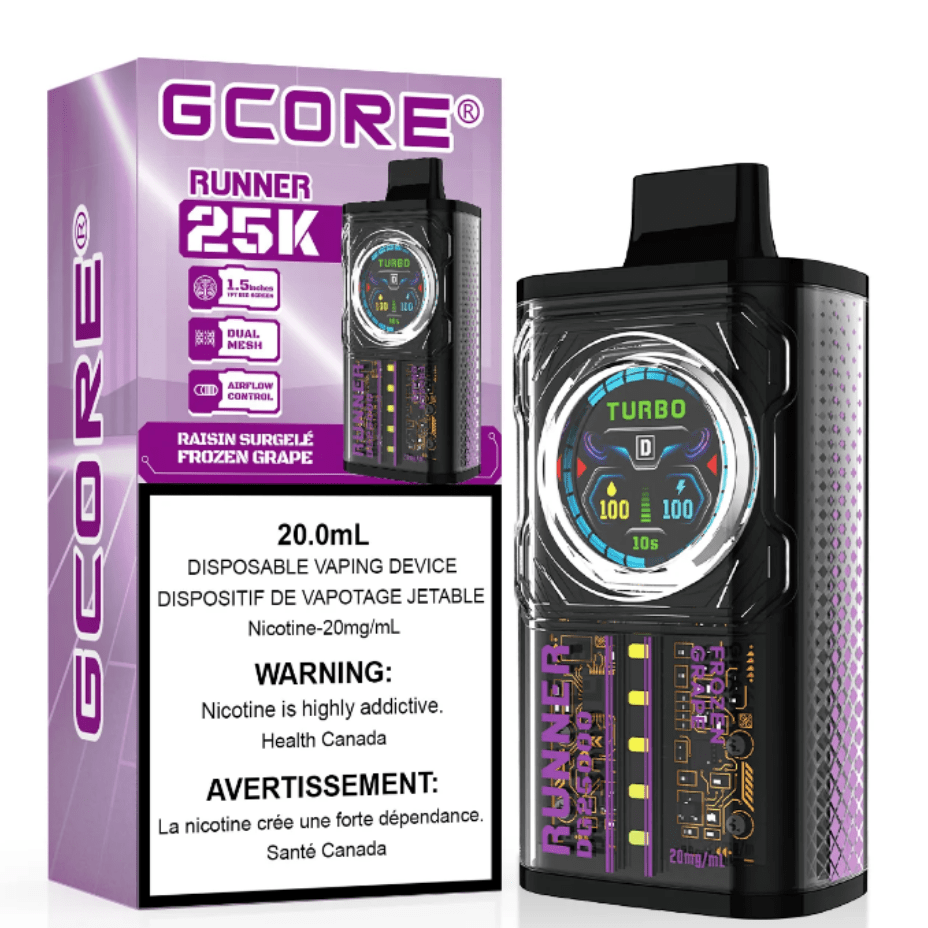 GCORE Runner 25K Disposable Vape - Frozen Grape 20mg / 25000 Puffs Winkler Vape SuperStore and Bong Shop Manitoba Canada