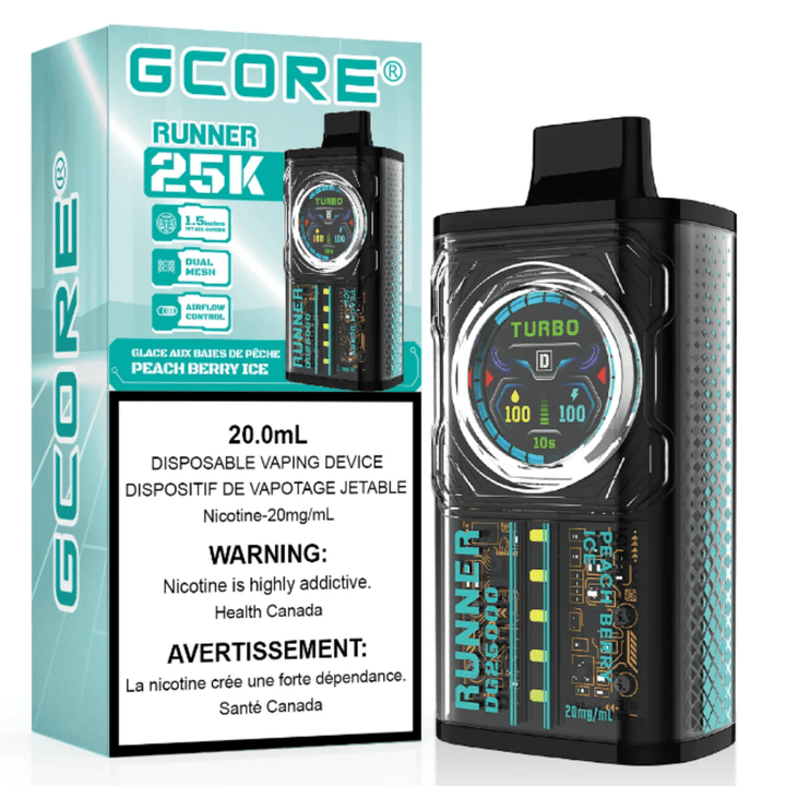 GCORE Runner 25K Disposable Vape - Peach Berry Ice 20mg / 25000 Puffs Winkler Vape SuperStore and Bong Shop Manitoba Canada