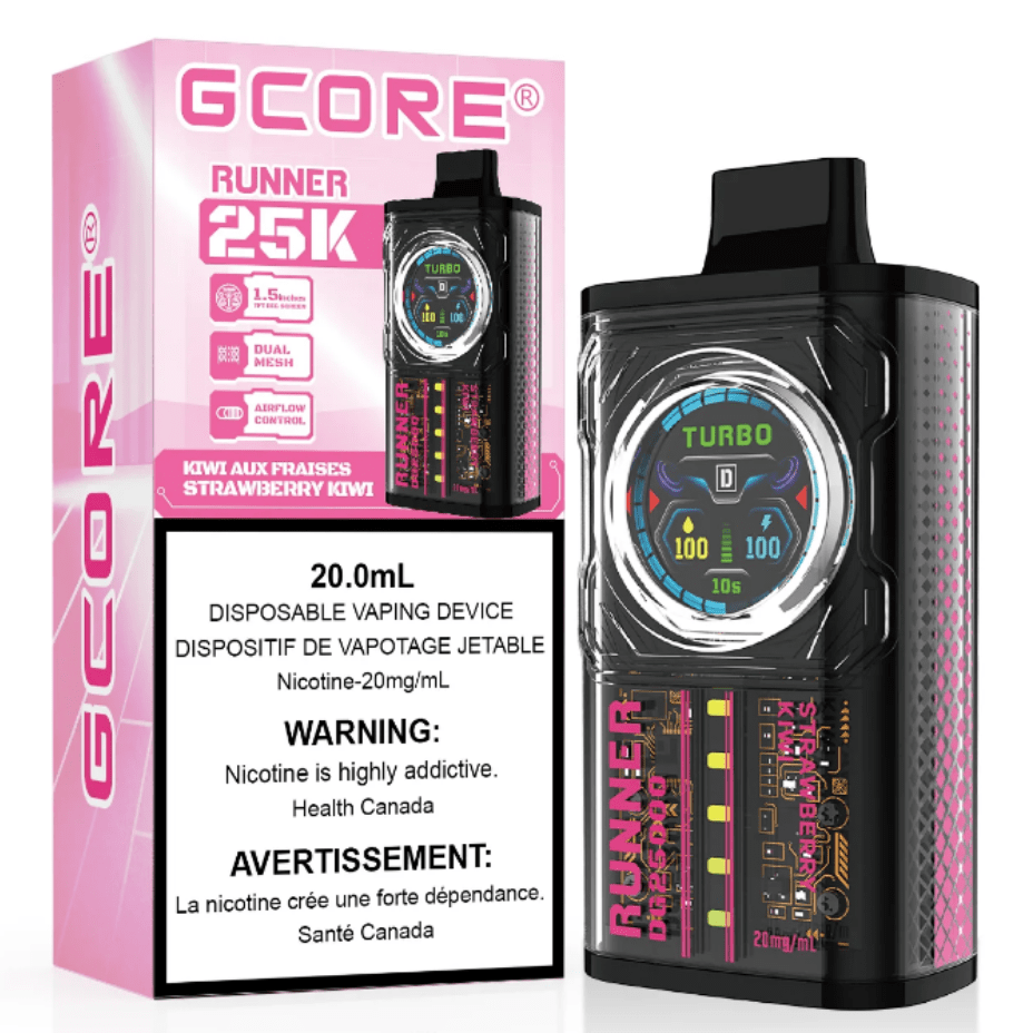 GCORE Runner 25K Disposable Vape - Strawberry Kiwi 20mg / 25000 Puffs Winkler Vape SuperStore and Bong Shop Manitoba Canada