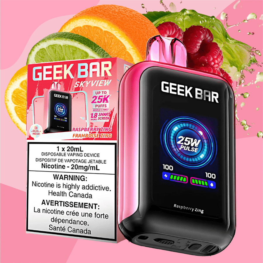 Geek Bar Skyview 25K Disposable Vape -Raspberry Zing 25000 Puffs / 20mg Winkler Vape SuperStore and Bong Shop Manitoba Canada