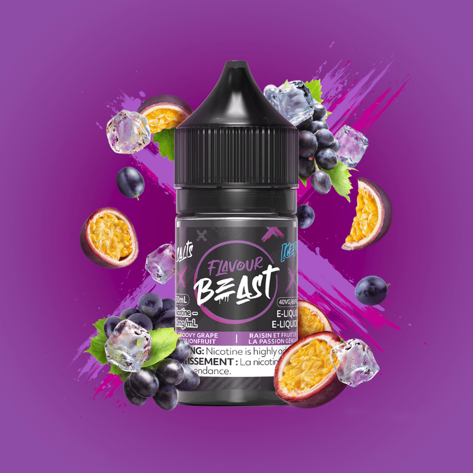 Groovy Grape Passionfruit Iced Salts by Flavour Beast E-Liquid 30ml / 20mg Winkler Vape SuperStore and Bong Shop Manitoba Canada