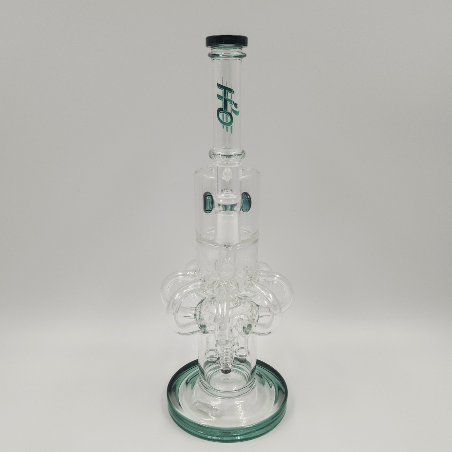 H2O Glass Bong 7mm with 4 Rocket Percs-14" Winkler Vape SuperStore and Bong Shop Manitoba Canada