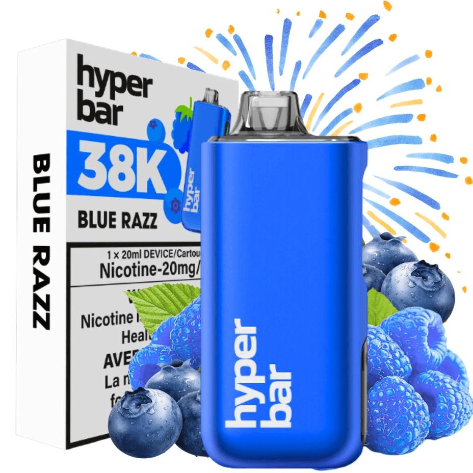 Hyper Bar BE38000 Disposable Vape-Blue Razz 38000 Puffs / 20mg Winkler Vape SuperStore and Bong Shop Manitoba Canada