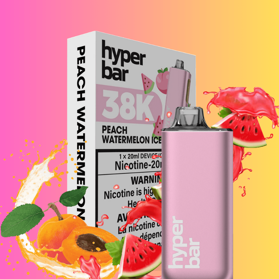 Hyper Bar BE38000 Disposable Vape-Peach Watermelon Ice 38000 Puffs / 20mg Winkler Vape SuperStore and Bong Shop Manitoba Canada