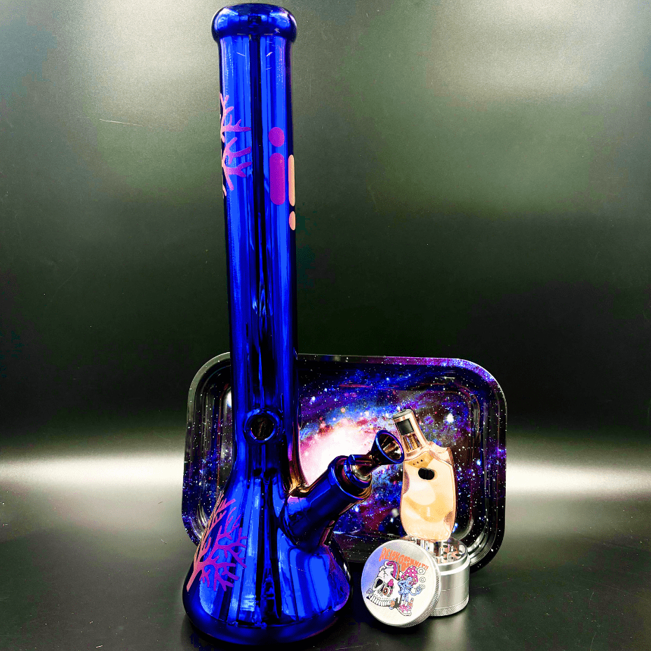 Infyniti 7mm Metallic Tree Of Life Beaker 18" Blue Purple Winkler Vape SuperStore and Bong Shop Manitoba Canada