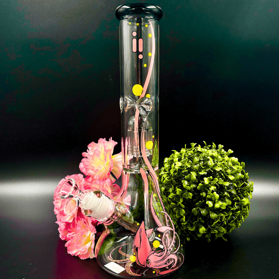 Infyniti Untamed 7mm Squid Beaker w/ Tree Perc  14" Pink Winkler Vape SuperStore and Bong Shop Manitoba Canada